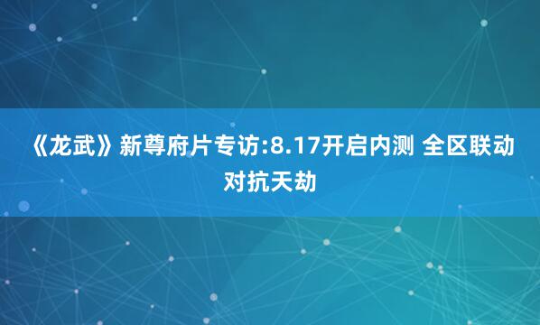 《龙武》新尊府片专访:8.17开启内测 全区联动对抗天劫